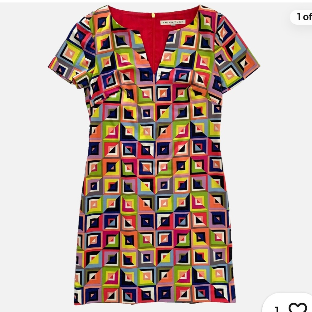 Trina Turk dress. Vibrant colors. Worn once and has been dry cleaned. Like new!